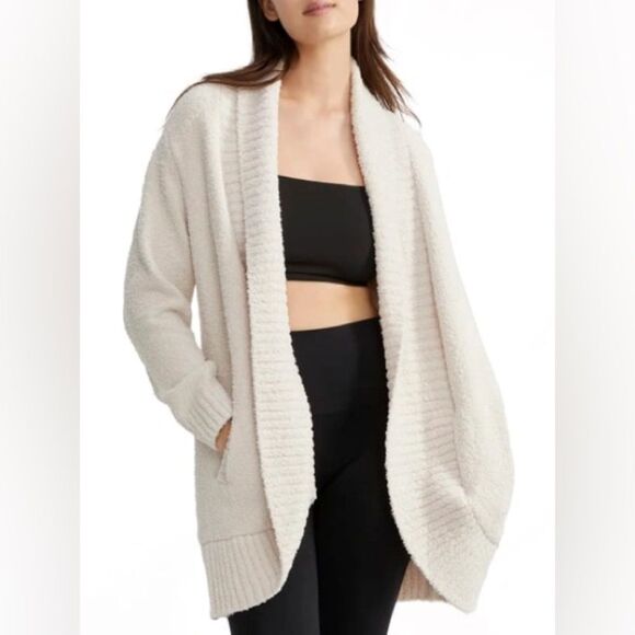 NWOT Barefoot Dreams Seashell CozyChic Chenille Shawl Cardigan Size Extra Large - Picture 1 of 15